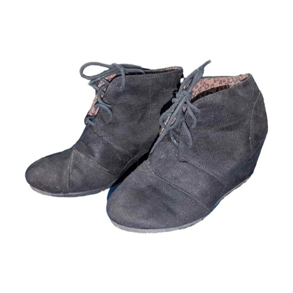 Women's sz 6 Cityclassified Black  Suede Lace Up Wedge Ankle Booties boots - Picture 8 of 10